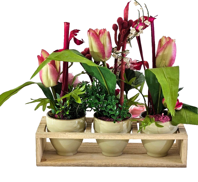 Casa-Poador Künstliches Gesteck  Kunstblume in Holzkästchen Blume  Geschenk