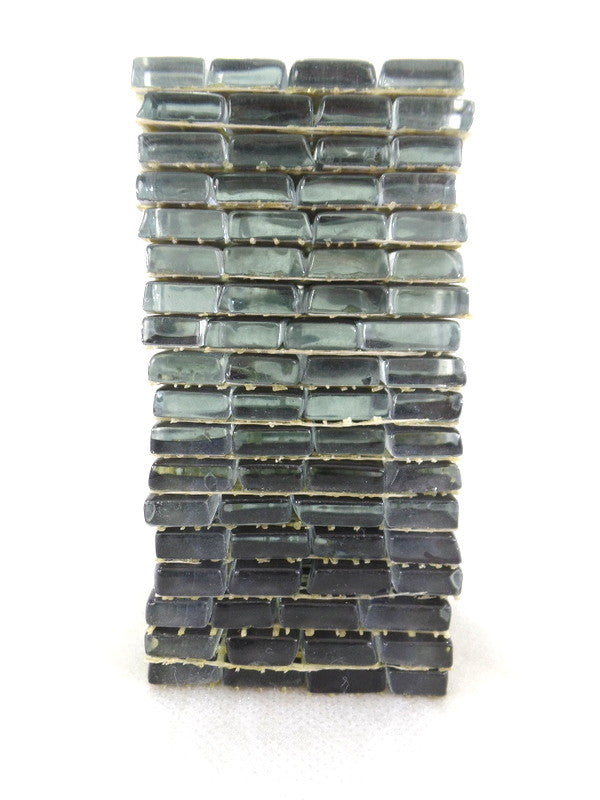 Glas BORDÜRE Glasmosaik Antrazit Klarglas Borde 18 x 50 x 50 mm 288 Steine 5 mm
