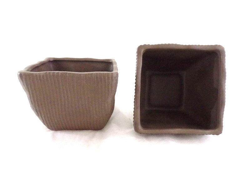 Töpfe 2 Übertöpfe dunkelbraun 11 cm Hoch Quadrat für Pflanzen Dekoration