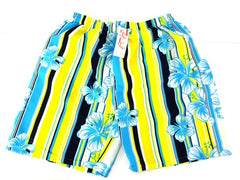 Shorts Badehose Badeshorts XL / XXL Lotus Shorts geblümt gestreift Gelb Blau