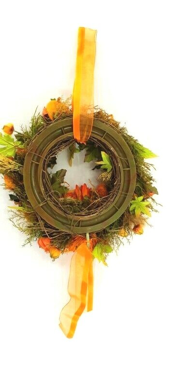Kranz Tür / Wand Kranz 30 cm künstlich wie echt Sonnenblume Physalis Orange