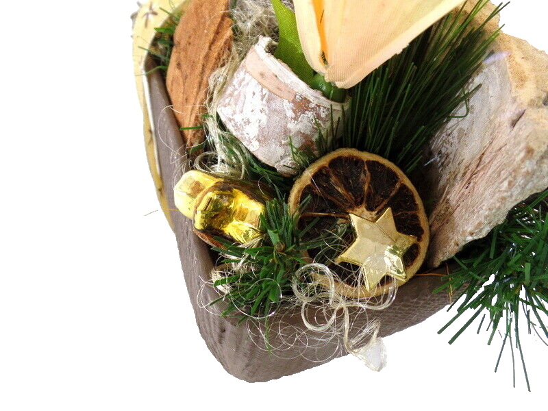 Casa-Poador Weihnachtsgesteck Amaryllis Creme Braun Natur künstliche Tanne Deko