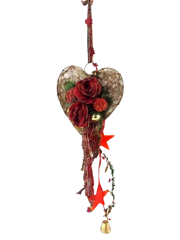 Herz Künstliche Dekotüte Deko zum aufhängen 43 cm L Weihnachten Gold /Rotfarben