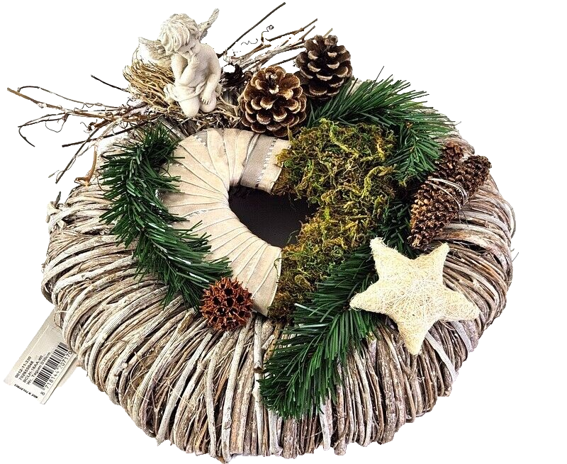 Kranz Türkranz Wand Kranz trocken Weiß gekalkt 30 cm Rebenkranz Natur Dekoration