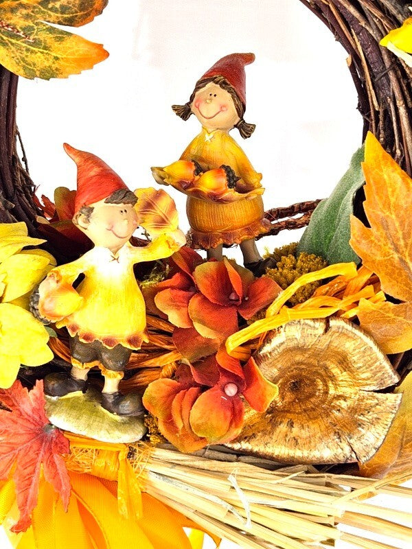 Kranz Tür / Wand Kranz 30 cm künstlich wie echt Herbstbätter Sonnenblume Orange