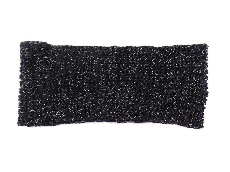 Schal Rundschal Schwarz Loop Wickelschal silberfarbige Fäden gestrickt dick Top