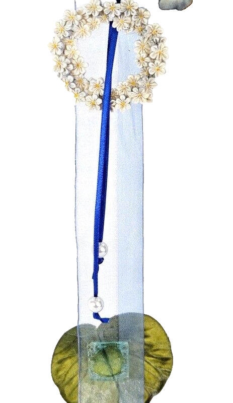 Kranz Türkranz Wand Kranz künstlich trocken wie echt Weiß Blau 25 cm Dekoration