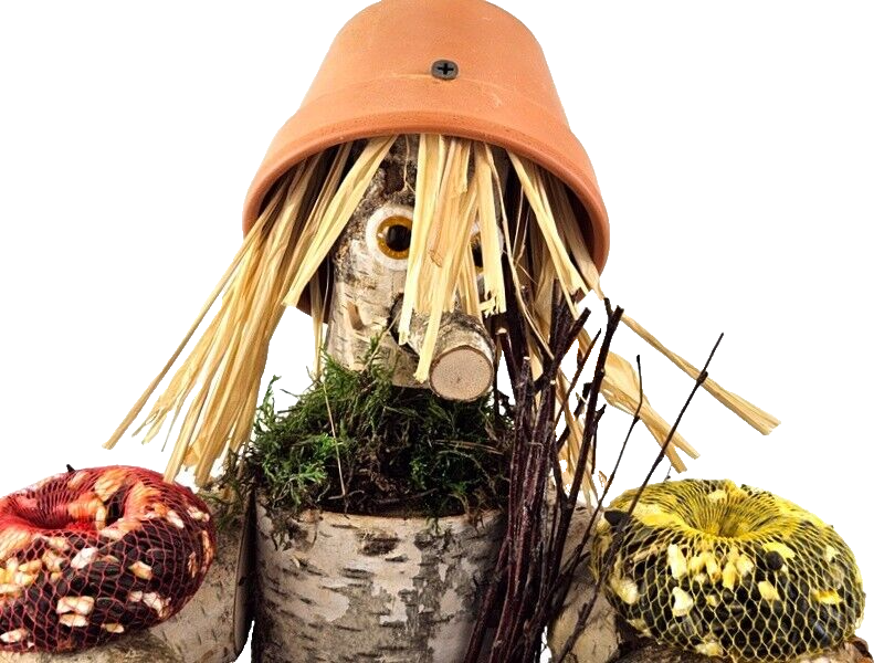 Vogelfutter Figur Männchen schöne Dekoration Sonnenblumenkerne Mais Futter Mix