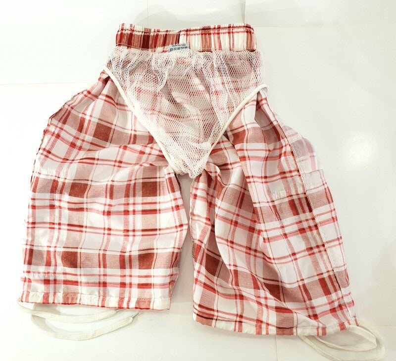 Badehosen Kinder 128 -140 3 für 2 Badeshorts kariert Shorts Grün Rot Taschen