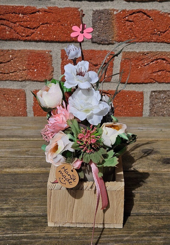 Casa-Poador Künstliches Gesteck  Kunstblume in Holzkästchen Blume  Geschenk Deko
