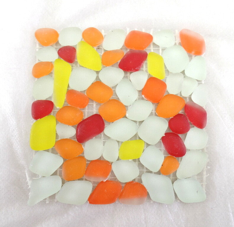 BORDÜRE Glasmosaik Napoli/M Polygonal Soft Glas milchig Gelb Orange Rot matt
