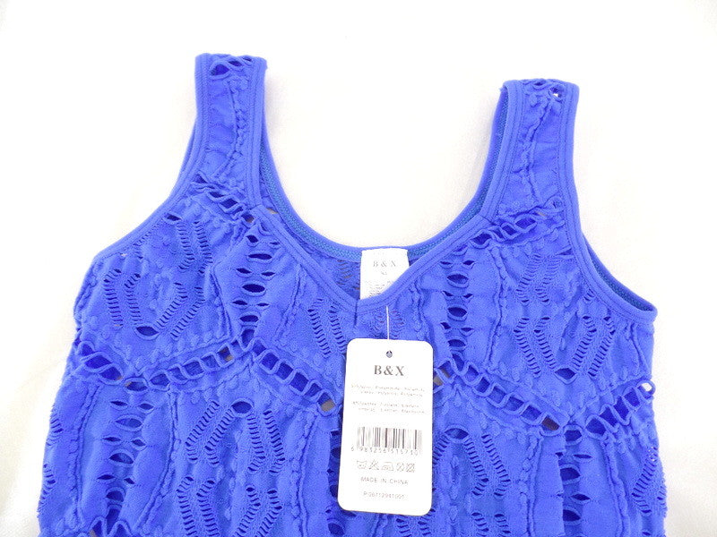 Top Trägertop Netztop Netzshirt M / L Stretch in Blau B & X Figurbetont