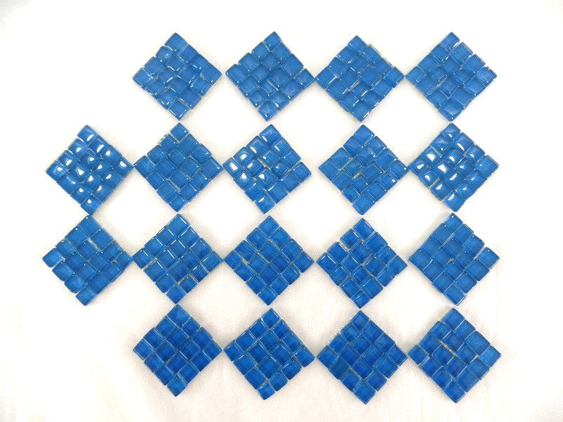 BORDÜRE Glasmosaik Blau Klarglas unregelmäßig 18 Stck 50x50 mm 288 Steine 5 mm