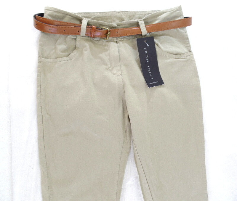Hose Größe S Beige Stoffhose Shini Mode mit Gürtel