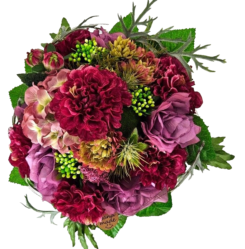 Strauß künstlich Rosa Pink Grün Kunstblumen 30 cm Lang 30 D rund