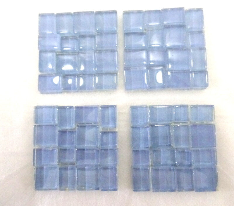 BORDÜRE Glasmosaik hellblau Klarglas Borde 4 Quadrate 50 x 50 mm x 5 mm flach