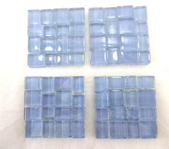 BORDÜRE Glasmosaik hellblau Klarglas Borde 4 Quadrate 50 x 50 mm x 5 mm flach