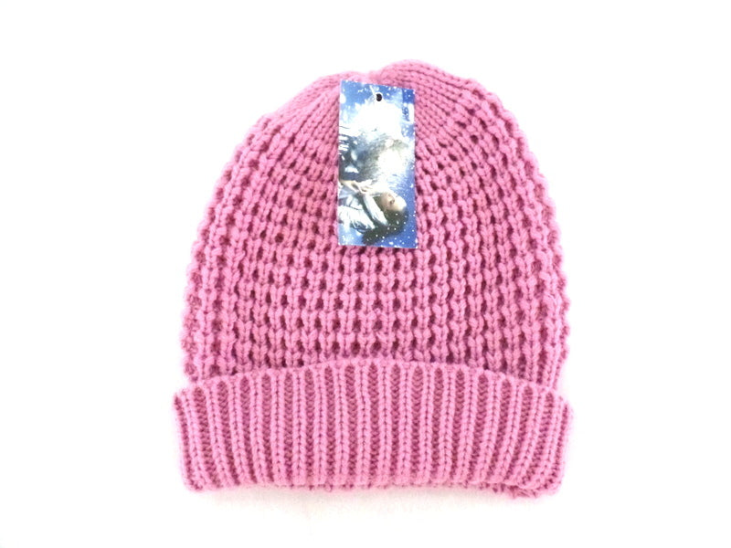 Mützen Strickmützen Umschlag in 4 Farb - Varianten Beige Rosa Rot d. Braun