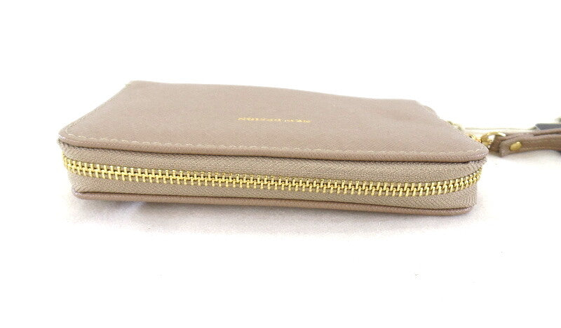 Geldbörse Portmonaie Wallet Taupe Etui New Design Querformat Fee Anhänger