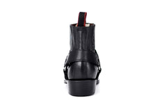 Biker Short Strip Black Waxi Boot Größe 44 Schwarz Echtleder Rudel Bikerstiefel