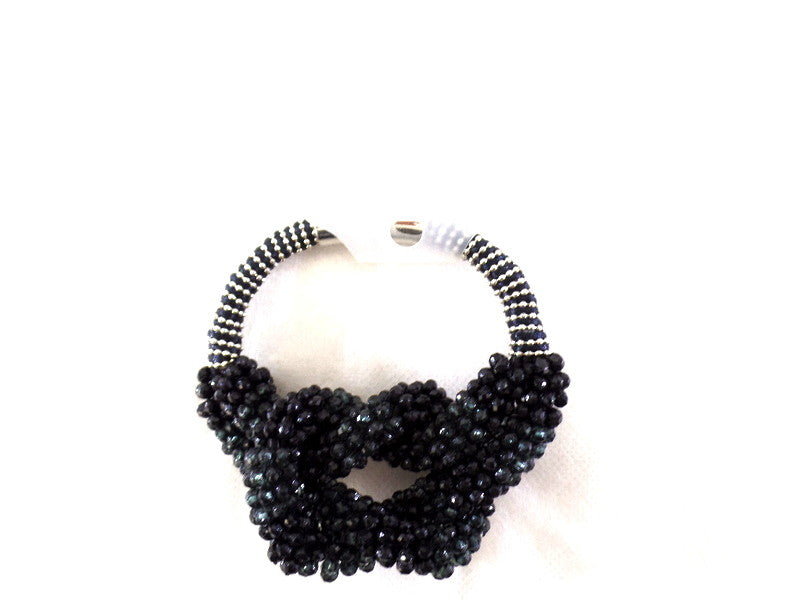 Armband Modeschmuck Magnetverschluß Schwarze Perlen Knoten Fashion Jewelry