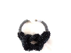 Armband Modeschmuck Magnetverschluß Schwarze Perlen Knoten Fashion Jewelry