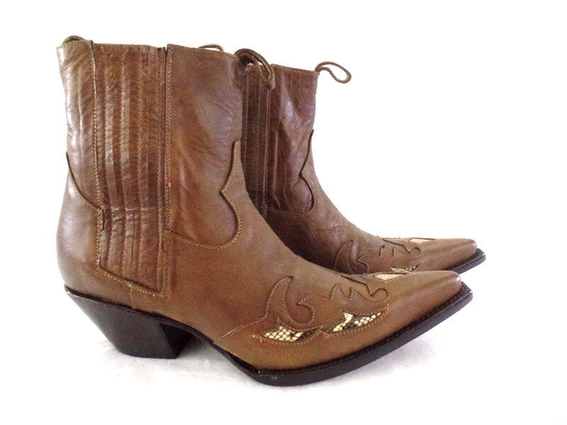Westernstiefel 38 Braun Short Natural Braun Applikationen Leder spitz Pistolero