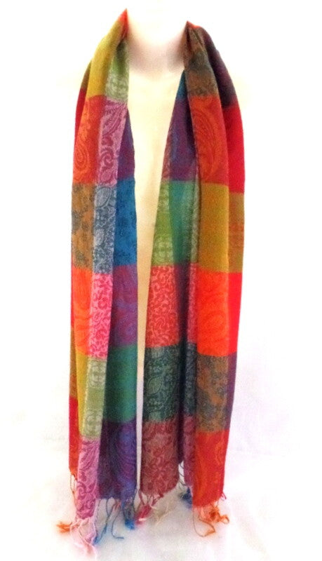 Schals Tuch Stola Fransen fortlaufendes Muster 100 % Polyester 175 cm L 70 Breit