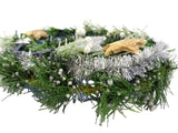 TÜRKRANZ BLAU SILBER Wandkranz Stern künstlich 25 cm Sterne Tannenbäume