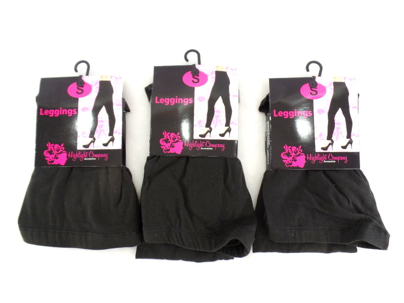 3 Paar Legging Damenleggins Highlight Company Baumwolle Varianten Schwarz