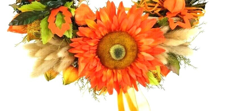 Kranz Tür / Wand Kranz 30 cm künstlich wie echt Sonnenblume Physalis Orange