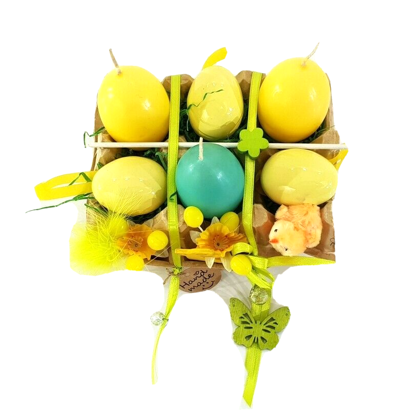 Oster Eier Kerzen 3 er Set Wabe Gelb Türkis Eierkerzen Ostern Deko Geschenk
