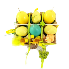 Oster Eier Kerzen 3 er Set Wabe Gelb Türkis Eierkerzen Ostern Deko Geschenk