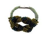 FASHION JEWELRY ARMBAND Grün Olivgrün Armband Modeschmuck Magnetverschlus PerlenKnoten