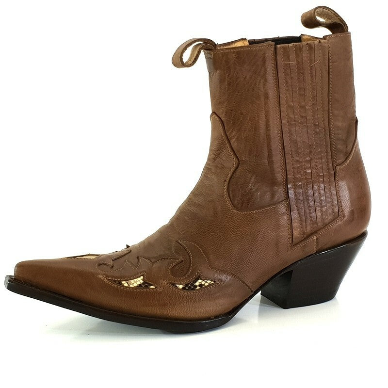 Westernstiefel 38 Braun Short Natural Braun Applikationen Leder spitz Pistolero
