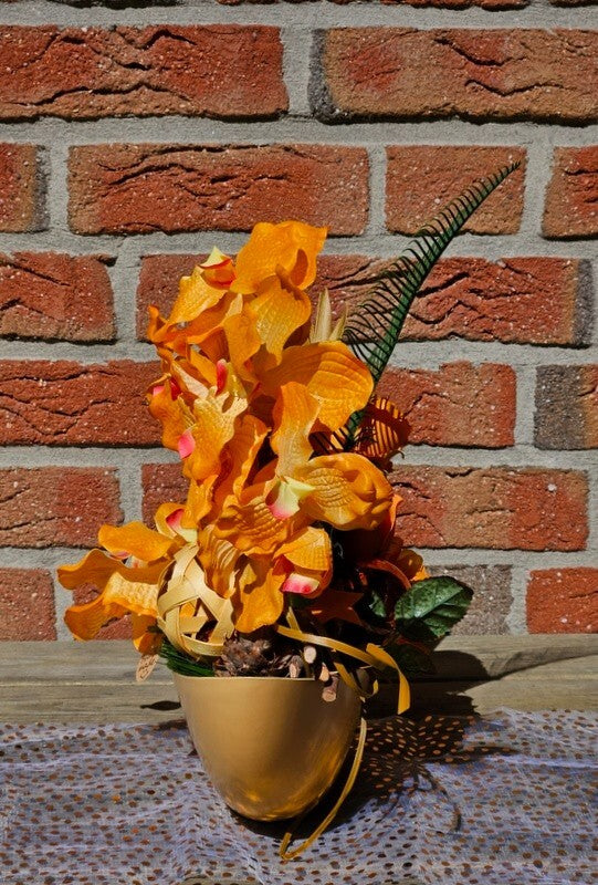 Casa-Poador Weihnachtsgesteck ellipse Orange Orchidee Rose künstlich Dekoration