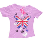 MÄDCHDCHEN T-SHIRT LILA Größe 8 Kinder kurzarm Shirt Schmetterling