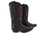 Westernstiefel 38 Schwarz Cowboystiefel Applikationen Paietten Leder spitz Rudel