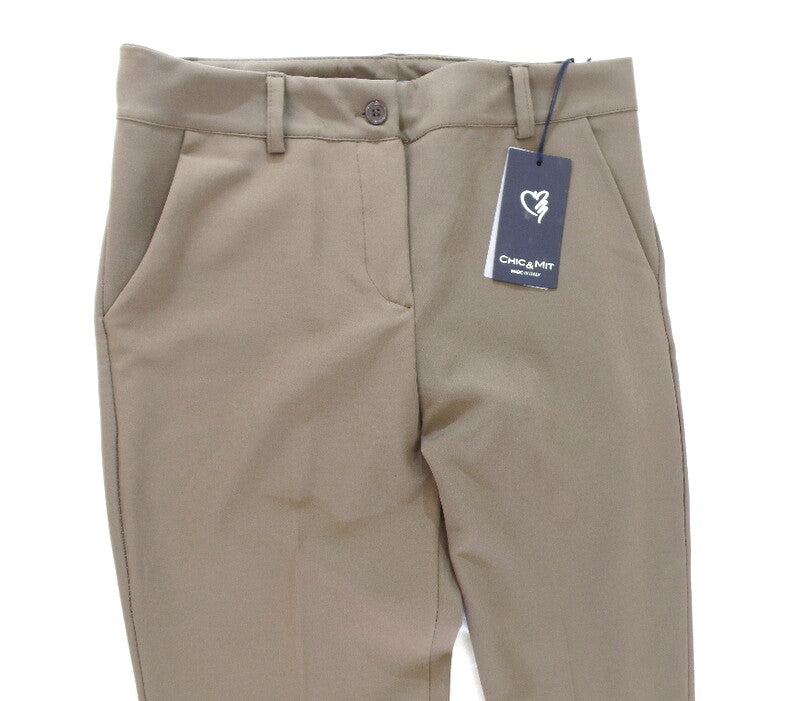 Hose Chic & Mit Kaki Größe M Bundfaltenhose Buisnesshose Italy