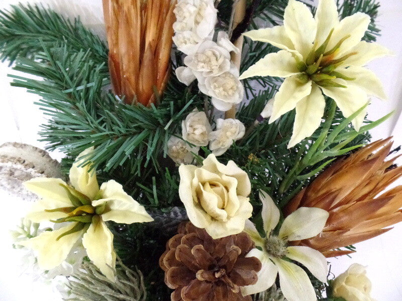 Grabschmuck Trockenblumen Mix Weiß Natur Natur Exoten Seide Strauß künstlich