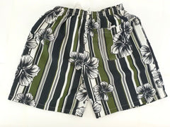 Shorts Badehose M/L Bermudas Lotus geblümt gestreift Schwarz Grün Weiß