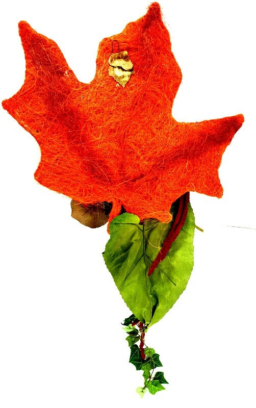 Gesteck Seide Ahornblatt Trocken Lachs Rot Kunstblumen Rosen Äpfel Früchte Deko