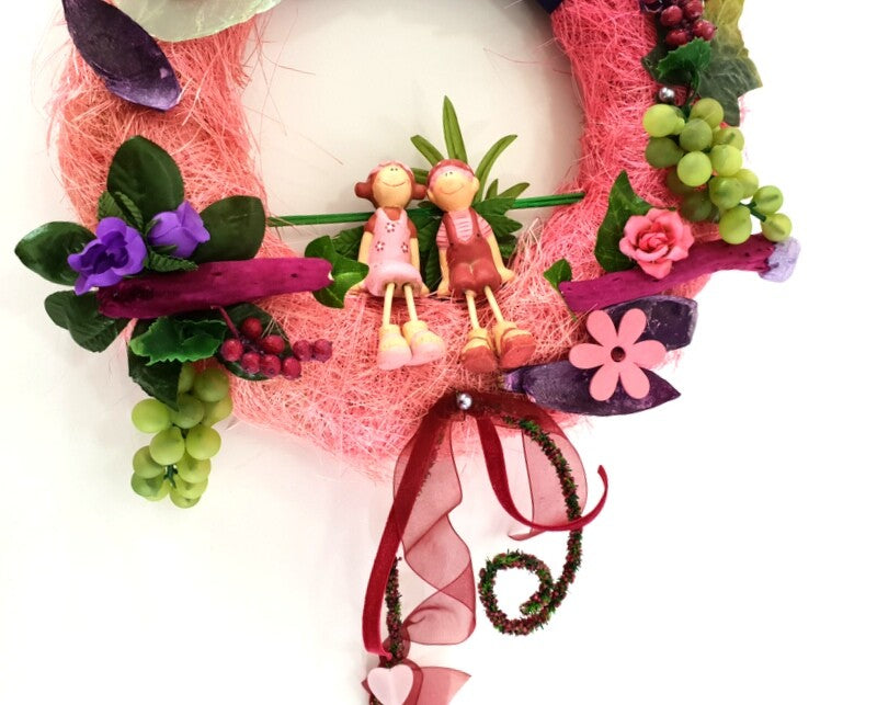 Kranz Tür/ Wand Kranz künstlich trocken Rosa Bourdaux Lila Natur Natur 25 cm
