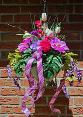 Pflanzenampel Hängeampel Blumenampel künstliche Blumen Kunstblumen Ampel Tulpen