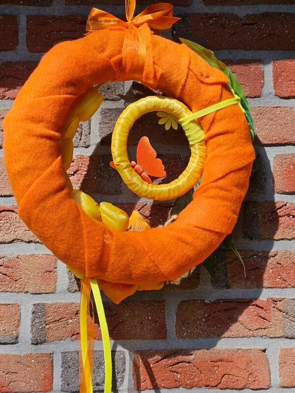 Casa-Poador Kranz Türkranz Wand Kranz künstlich 40 cm D gelb Orange Dekoration