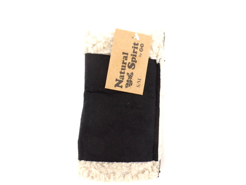 Handschuhe Fingerlos Schwarz S / M Kunstleder Kunstfell Natural Spirit