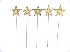 Blumenstecker Sternmotive 5 Stück Mix Metall 3 Orange 2 Creme 48 cm Stab Weihn.