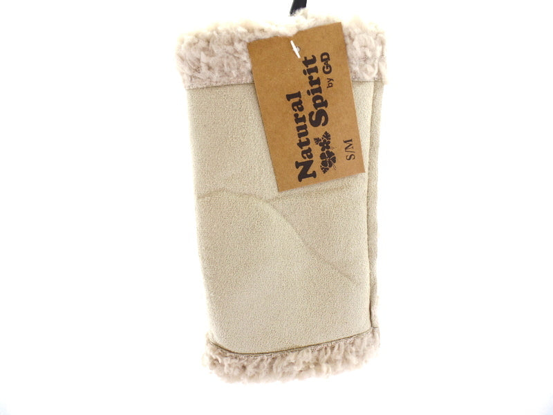 Handschuhe Fingerlos Creme / Beige S / M Kunstleder Kunstfell Natural Spirit