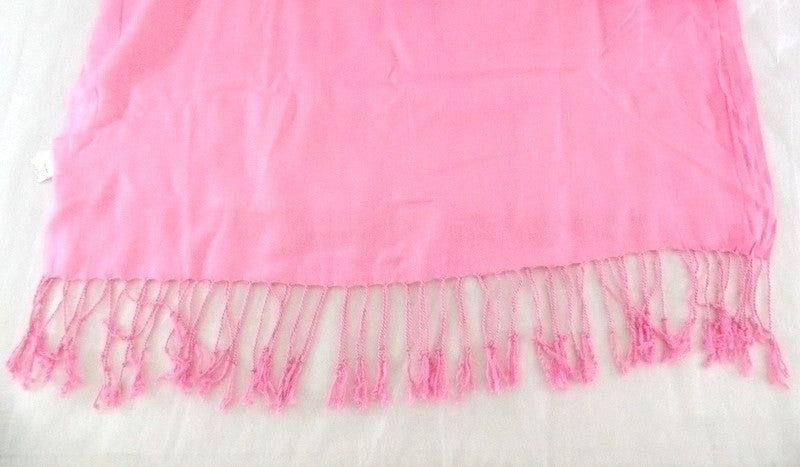 Schal Tuch Stola Fransen Rosa 100 % Viscose XXL Schal 190 Lang 65 Breit