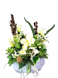 CASA - POADOR HERZGESTECK künstlich Beton Weiß Creme Grau Kunstblumen 20 cm H Herz